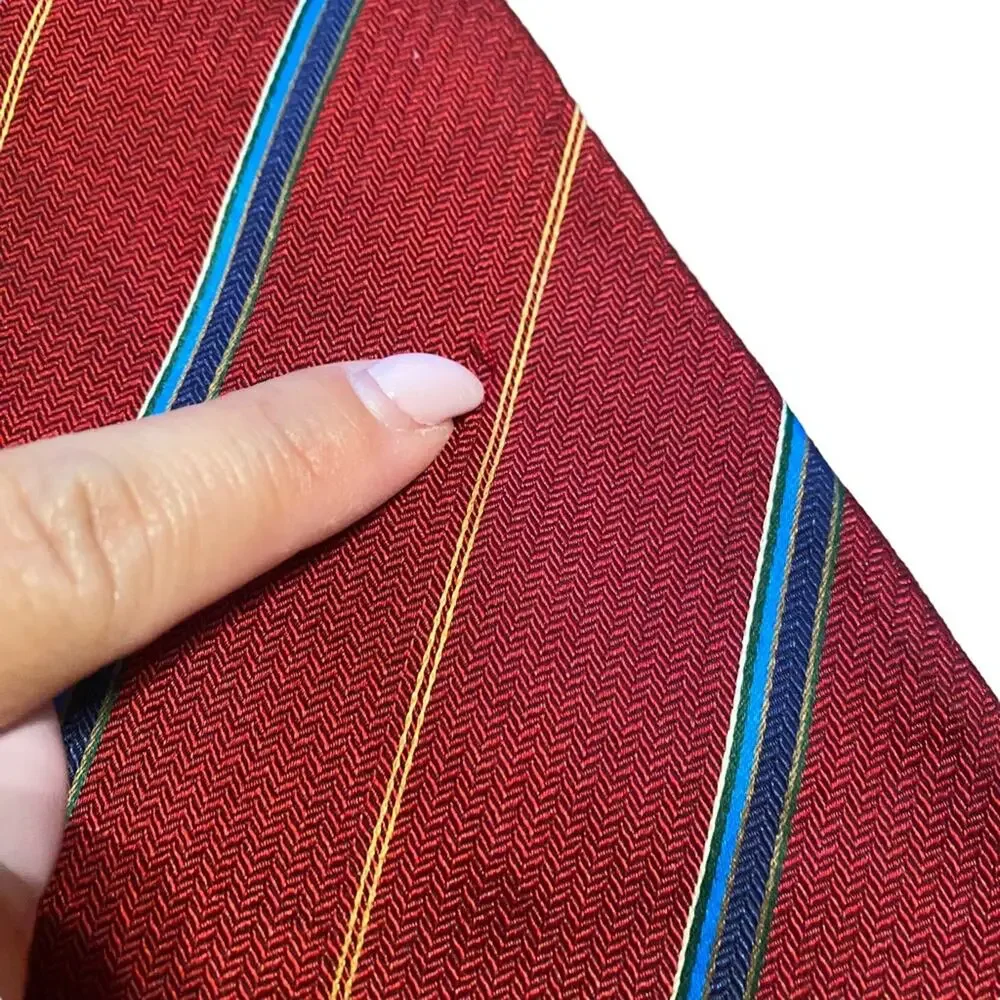 Vintage Burberry tie 100% Silk - Red and Blue Made in the USA